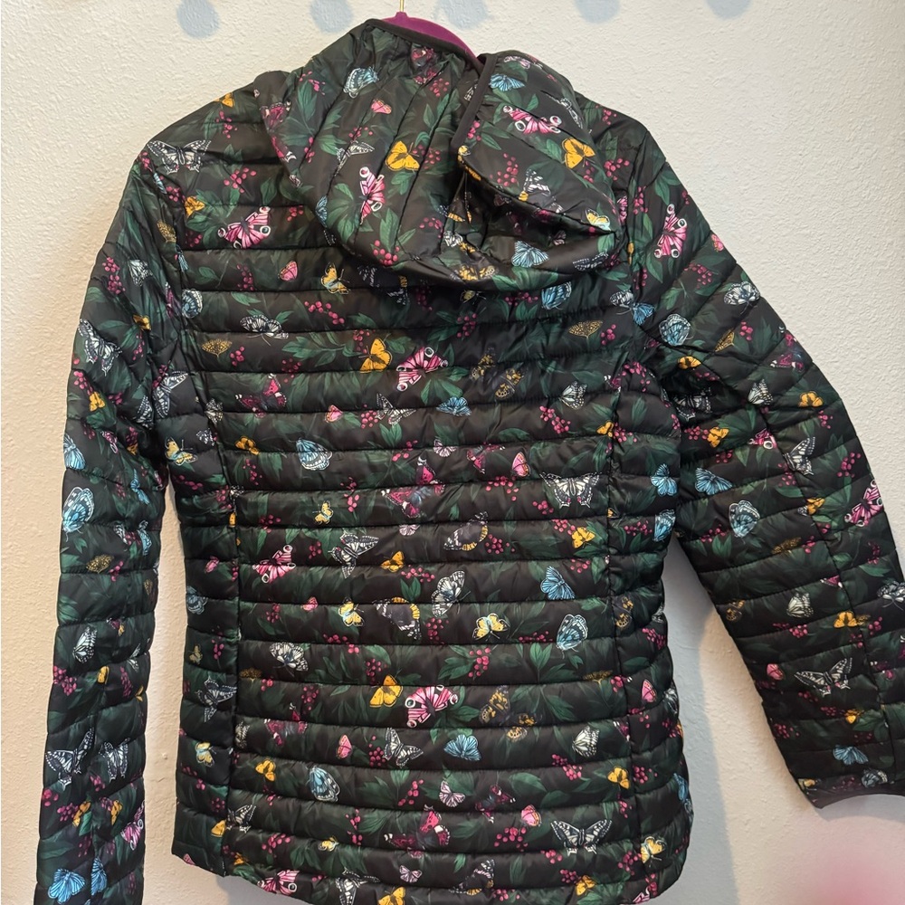 Joules Floral Puffer Jacket - Black with Multicolor Accents - Picture 2 of 8